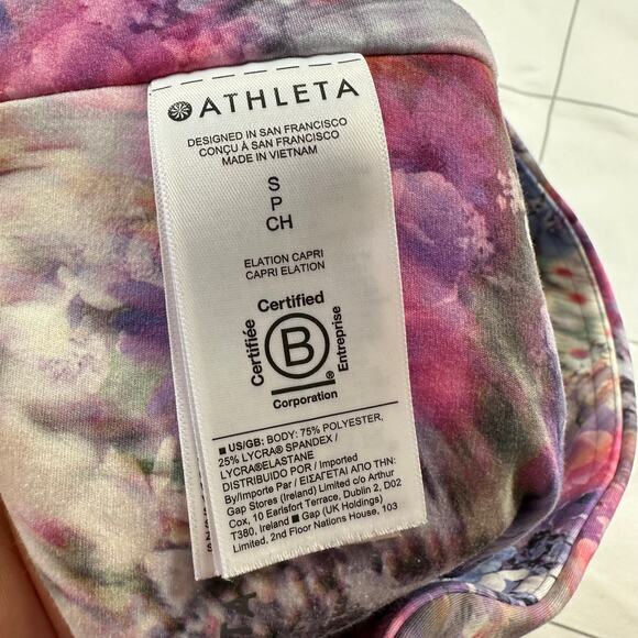 Athleta Leggings Womens Small Elation Capri Renewed Bloom Chrome Yoga Gym Active - Picture 5 of 11